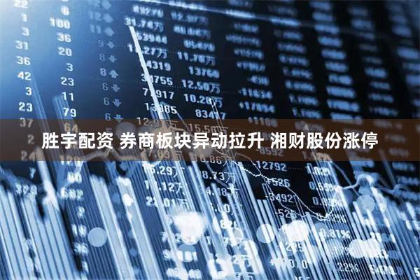 胜宇配资 券商板块异动拉升 湘财股份涨停
